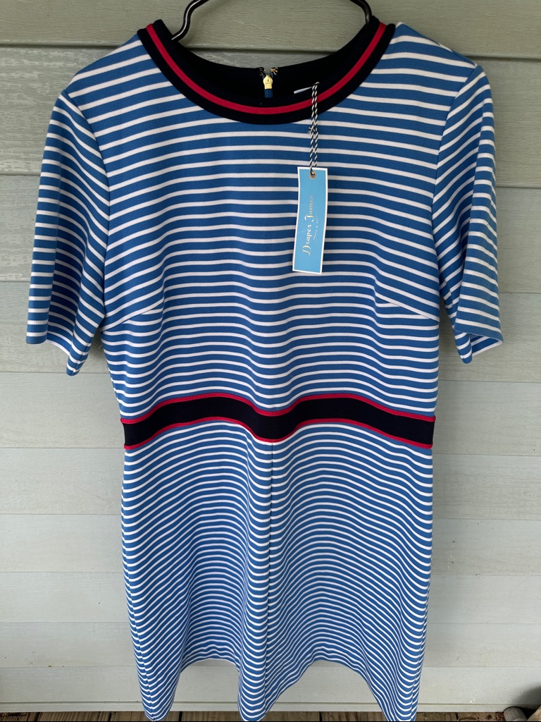Draper James Stripe Persely Ponte Dress Xl Dr0222 Blue, White Red
